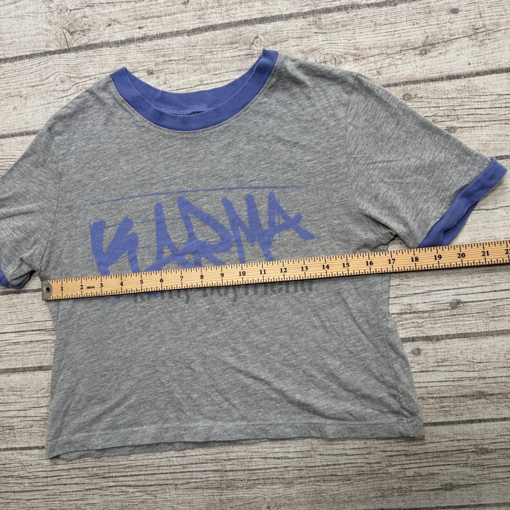 Taylor Swift Shirt Womens S Gray Karma Is My Boyfriend Midnights Ringer Boxy USA - Picture 3 of 5